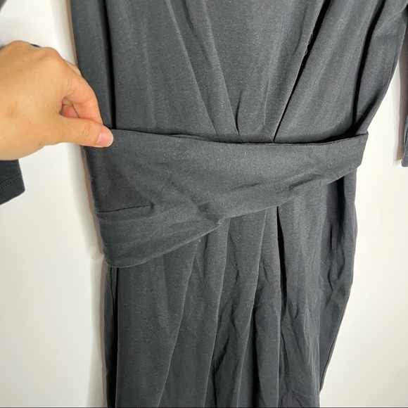 Peruvian Connection Pima Cotton Stretch Sash Black Midi Knee Length Dress Sz XS - Picture 6 of 11